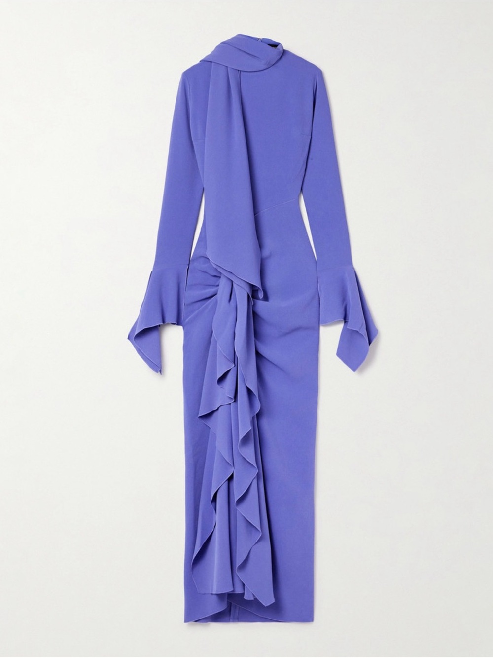 Solace London Lilac Ruffle-Trim Long Sleeve Gown